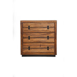 Benzara Stylish 3 Drawer Mahogany Wood Chest with Storage Brown