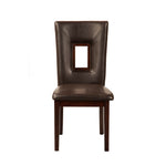Benzara Rubberwood Side Chairs with Leatherette Seat and Back Set of 2