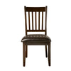 Benzara Leather Upholstered Side Chairs in Rubberwood Set of 2 Brown