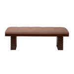 Benzara Wooden Dining Bench with Tufted Upholstery Brown