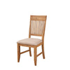 Benzara Slatted High Back Wooden Side Chair Set of 2 Natural Brown and Beige