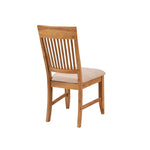 Benzara Slatted High Back Wooden Side Chair Set of 2 Natural Brown and Beige