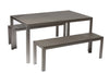 Benzara Effortlessely Uncomplicated  Anodized Aluminum Table and Bench Set in Gray (Set of 3)