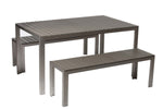 Benzara Effortlessely Uncomplicated  Anodized Aluminum Table and Bench Set in Gray (Set of 3)