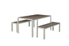 Benzara Straightforwardly Trendy Anodized Aluminum Table and Bench Set in Gray (Set of 3)