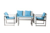 Benzara Phenomenal and Vibrant Outdoor Lounge Set in White/Turquoise (Set of 4)