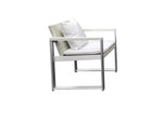 Benzara Exquisitly Handsome Anodized Aluminum Upholstered Cushioned Chair with Rattan, White