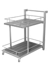 Benzara Utilitarian and Sleek Aluminum Modern Bar Cart with Two Shelves, Gray