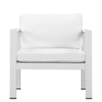 Benzara Desirable Upholstered Anodized Aluminum Chair, White