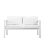 Benzara Efficiently Advantageous Upholstered Anodized Aluminum Sofa, White