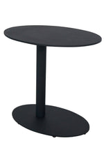Benzara Modern Metal Outdoor Side Table with Oval Top and Base, Black