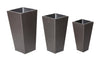 Benzara Anodized Aluminum Rattan Planter Brown Set of 3