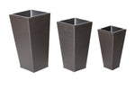 Benzara Anodized Aluminum Rattan Planter Brown Set of 3