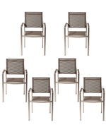 Benzara Aluminium Frame Dining Chair Set of 6 Gray