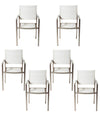 Benzara Aluminium Frame Dining Chair Set of 6 White