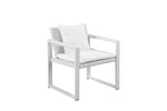 Benzara Impeccably Comfortable Upholstered Aluminum Cushioned Chair with Rattan, White