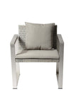 Benzara Exquisitly Aluminum Upholstered Cushioned Chair with Rattan, Gray/Taupe