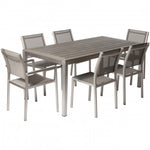 Benzara Anodized Aluminum 7 Piece Modern Outdoor Dining Set in Gray