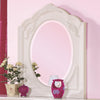 Benzara Desirable Wooden Decorative Oval Mirror, White