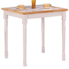 Benzara Square Wooden Dining Table, Natural Brown and white