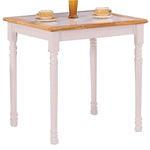 Benzara Square Wooden Dining Table, Natural Brown and white