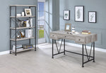 Benzara Chic Atelier Writing Desk 3 Drawer, Driftwood Gray