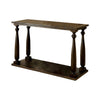 Benzara Uniquely Framed Sofa Table with Turned Legs Design, Dark Walnut Brown