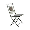 Benzara 2 Piece Minimalistic Folding Metal Chair with Decoration on Back, Black