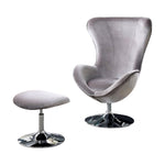 Benzara Eccentric Contemporary Flannelette Fabric Accent Chair with Ottoman, Gray