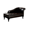 Benzara Leatherette Chaise with Rolled Arm and Button Tufted Seat, Espresso Brown
