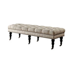 Benzara Plushy Contemporary Bench, Ivory Beige
