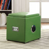 Benzara Tech Savvy Contemporary Ottoman with in Built Bluetooth Speaker, Green