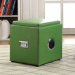Benzara Tech Savvy Contemporary Ottoman with in Built Bluetooth Speaker, Green