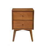 Benzara Mid Century Mahogany Wood Nightstand, Acron