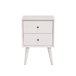 Benzara Mahogany Wood Mid Century Nightstand, White