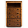 Benzara 5 Drawer Wooden Chest with 1 Open Compartment, Tobacco Brown