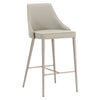 Benzara Upholstered Bar Stool with Chrome Legs Light Gray