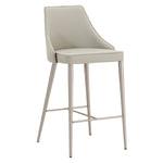 Benzara Upholstered Counter Height Stool with Footrest Light Gray