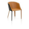 Benzara Dual Tone Dining Chair with Curved Back Saddle Brown and Black