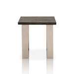 Benzara Square Shaped Oak Wood End Table Charcoal Oak Brown