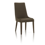 Benzara Leatherette Dining Chairs with Wooden Legs Set of 2 Dark Umber Brown