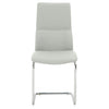 Benzara Comfortable Leather Upholstered Metal Dining Chair Set of 2 Cinder Gray