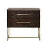 Benzara Mosaic Patterned Two Drawers Nightstand, Rustic Java Brown