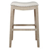 Benzara Elevated Upholstered Barstool, Stone Wash Brown