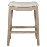 Benzara Classy Elevated Upholstered Counter Stool, Stone Wash Brown
