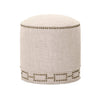 Benzara Simply Awesome Fully Upholstered Round Ottoman, Bisque Cream