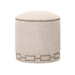 Benzara Simply Awesome Fully Upholstered Round Ottoman, Bisque Cream