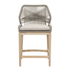 Benzara Trendy Wooven Upholstered Loom Outdoor Counter Stool, Gray
