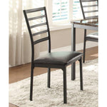 Benzara Metallic Side Chair with Leatherette Upholstered Seat, Black , Set of 4