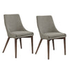 Benzara Wooden Side Chair with Fabric Upholstered Seat and Backrest, Gray & Brown, Set of 2